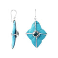 Turquoise Shell Sterling Silver Floral Drop Earwire Earrings