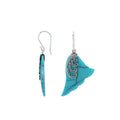 Sterling silver turquoise shell leaf drop earrings with layered shell and polished finish