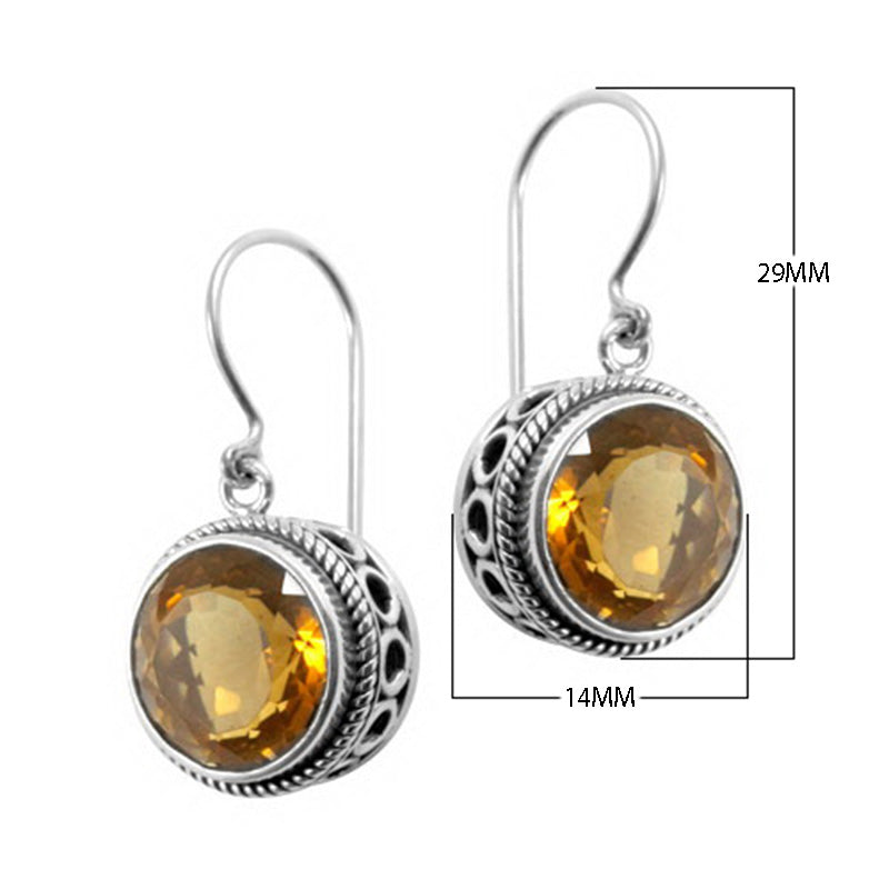 Wholesale sterling silver structured halo earrings featuring Citrine Quartz with polished finish and earwire lock.
