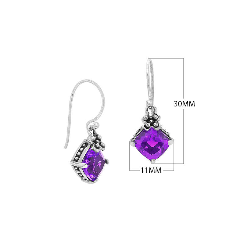 Amethyst Quartz prong-set Sterling Silver earrings