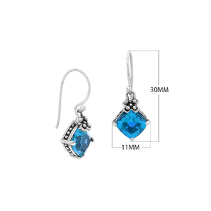 Blue Topaz Quartz prong-set Sterling Silver earrings