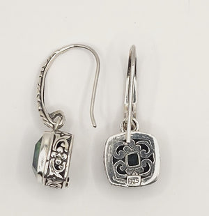 Sterling Silver Mystic Quartz square drop earrings