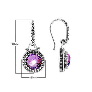 Sterling Silver Amethyst Quartz round beaded earrings