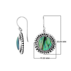 Wholesale Sterling Silver Round Earrings With Abalone Shell And Beaded Frame