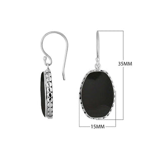 Wholesale Sterling Silver Black Shell Earrings With Hammered Edge And Bezel Finish