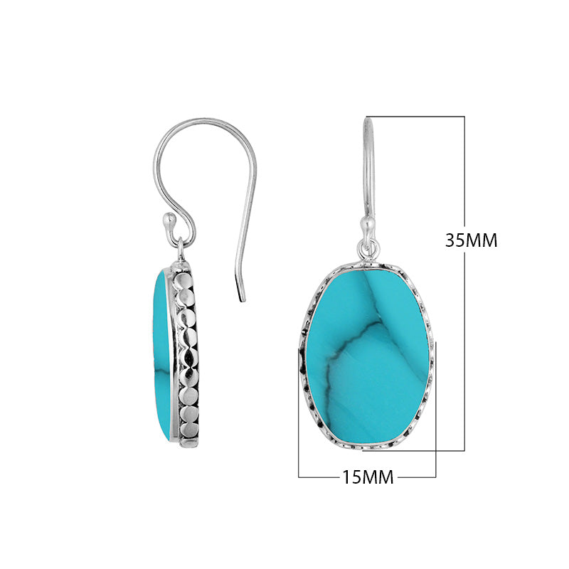 Wholesale Sterling Silver Turquoise Shell Earrings With Hammered Edge And Bezel Finish
