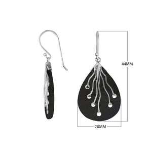 Wholesale sterling silver earrings with structured Black Shell drops and clean linear cascading accents.