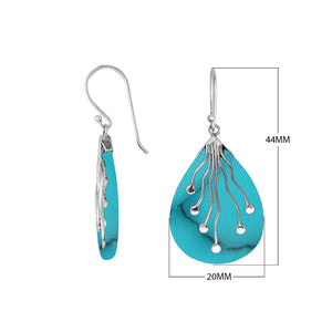 Wholesale sterling silver teardrop Turquoise Shell earrings with silver vine detailing