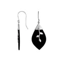 Wholesale sterling silver leaf Black Shell earrings with silver branch detailing