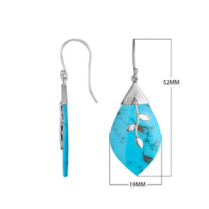 Wholesale sterling silver leaf Turquoise Quartz earrings with silver branch detailing