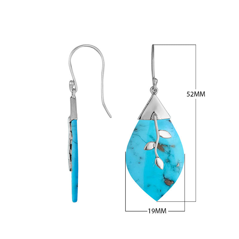 Wholesale sterling silver leaf Turquoise Quartz earrings with silver branch detailing