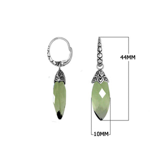 Wholesale sterling silver Green Amethyst Quartz earrings with handcrafted silver cap detailing
