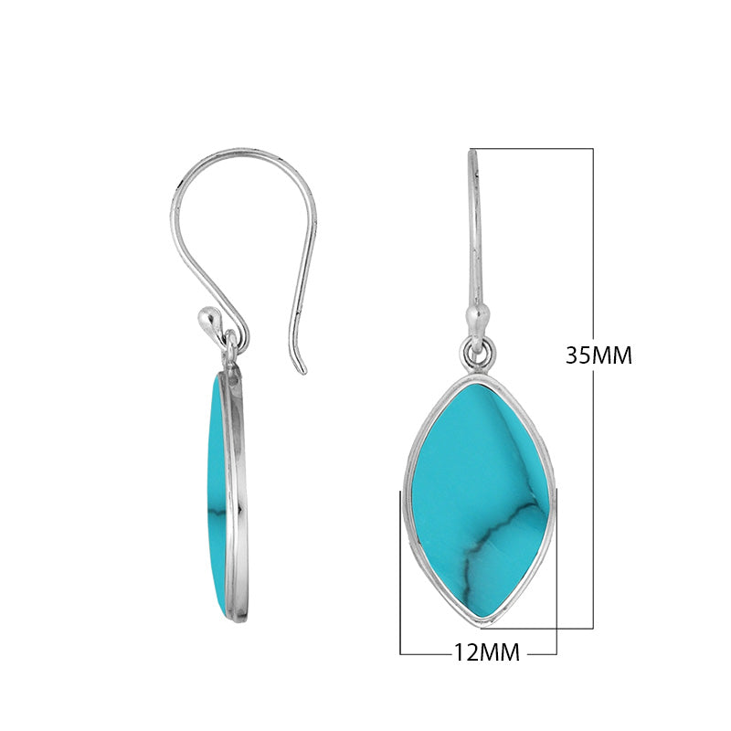 Wholesale marquise silver earrings featuring vibrant Turquoise Shell in a sleek polished setting.