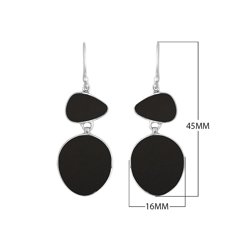 Wholesale sterling silver double-drop earrings crafted with deep Black Shell in polished settings.