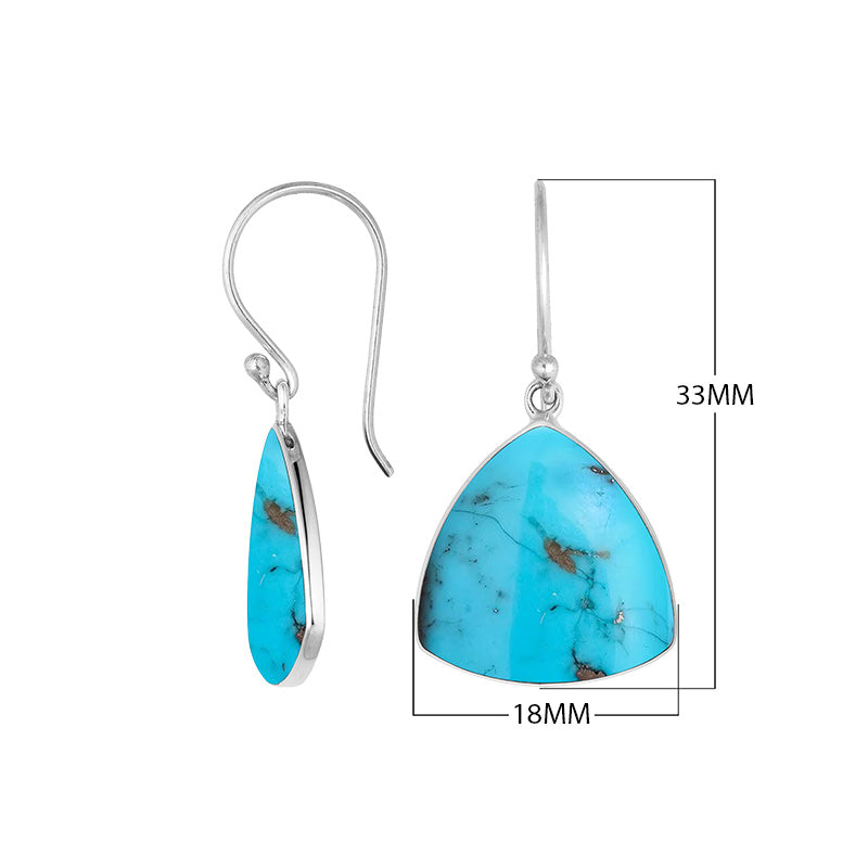 Sterling silver Turquoise Shell triangular hook earrings handcrafted in Bali Indonesia