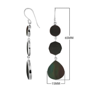 Sterling Silver Black Shell multi shape earrings with Earwire and mirror-polished finish for wholesale jewelry collections.