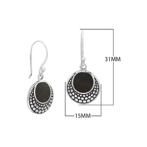 Sterling silver Black Shell earrings with polished finish for wholesale collection.