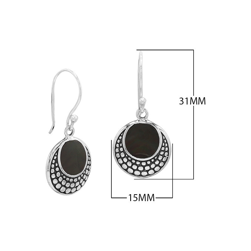 Sterling silver Black Shell earrings with polished finish for wholesale collection.