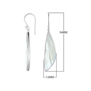 Sterling Silver Mother Of Pearl Asymmetric Long Panel Earrings With Polished Finish