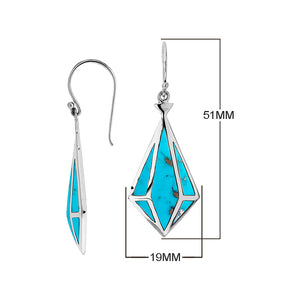 Wholesale Angular Prism Sterling Silver Earrings With Turquoise Shell And Polished Finish