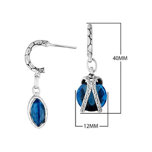 AE-6295-LBT Sterling Silver Earring With London Blue Topaz Q. Jewelry Bali Designs Inc 