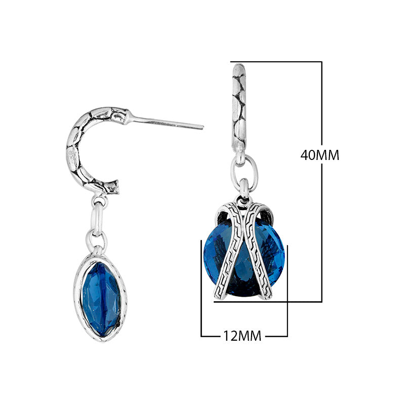 AE-6295-LBT Sterling Silver Earring With London Blue Topaz Q. Jewelry Bali Designs Inc 