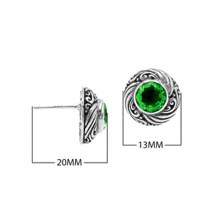 Wholesale Sterling Silver Bali Swirl Peridot Quartz Stud Earrings With Oxidized Detailing Handcrafted In Bali