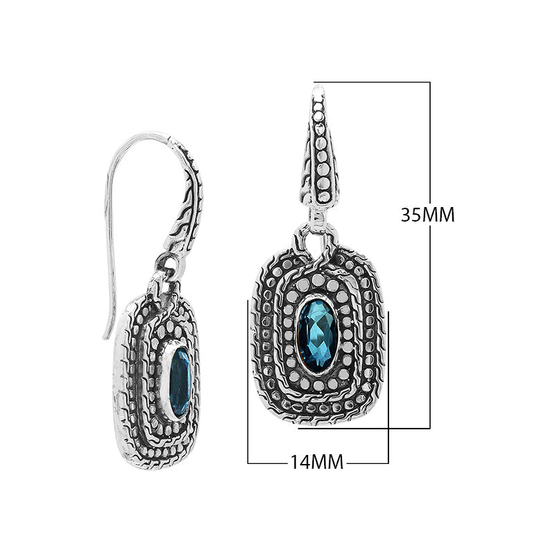 Sterling Silver Citrine Quartz Granulated Oval Drop Earrings With Balinese Detailing