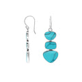 Sterling Silver Turquoise Shell Triple Drop Designer Earrings For Wholesale Collections