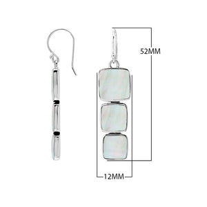 Wholesale Sterling Silver Earrings With Three Cushion Mother Of Pearl Panels In A Vertical Drop
