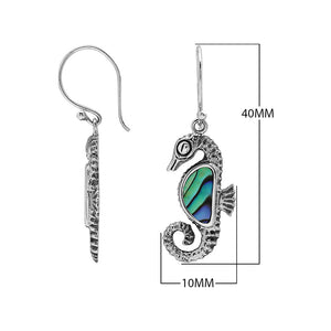 Wholesale Sterling Silver Seahorse Earrings With Abalone Shell Inlay