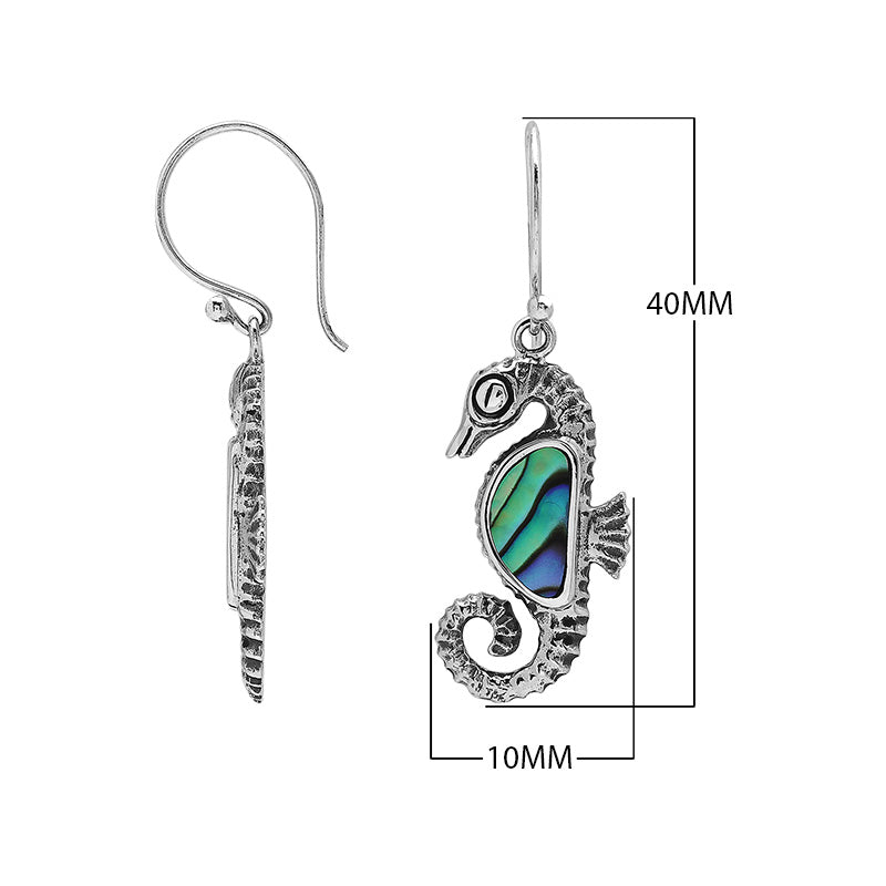 Wholesale Sterling Silver Seahorse Earrings With Abalone Shell Inlay