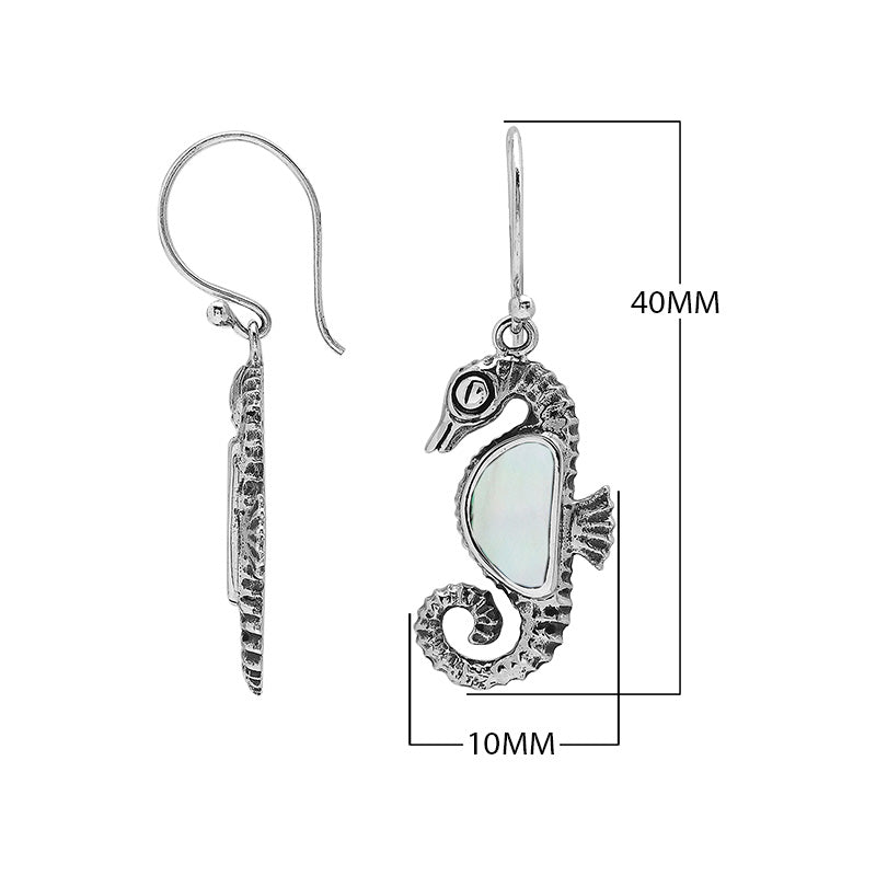 Wholesale Sterling Silver Seahorse Earrings With Mother Of Pearl Inlay