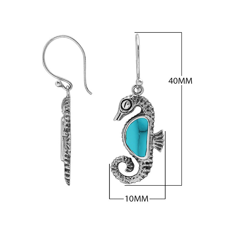Wholesale Sterling Silver Seahorse Earrings With Turquoise Shell Inlay