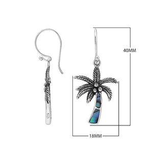 Wholesale Sterling Silver Palm Tree Earrings With Abalone Shell Inlay