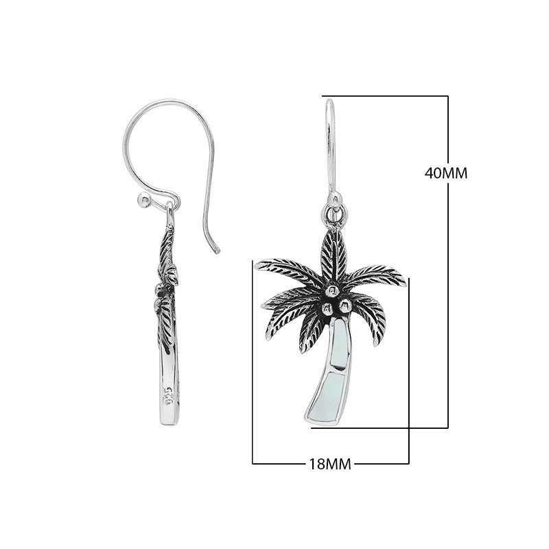 Wholesale Sterling Silver Palm Tree Earrings With Mother Of Pearl Inlay