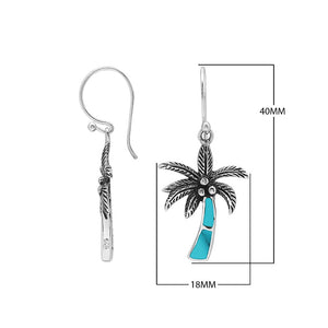 Wholesale Sterling Silver Palm Tree Earrings With Turquoise Shell Inlay