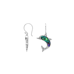 Wholesale Sterling Silver Dolphin Earrings With Abalone Shell Inlay