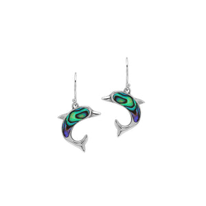 Wholesale Sterling Silver Dolphin Earrings With Abalone Shell Inlay