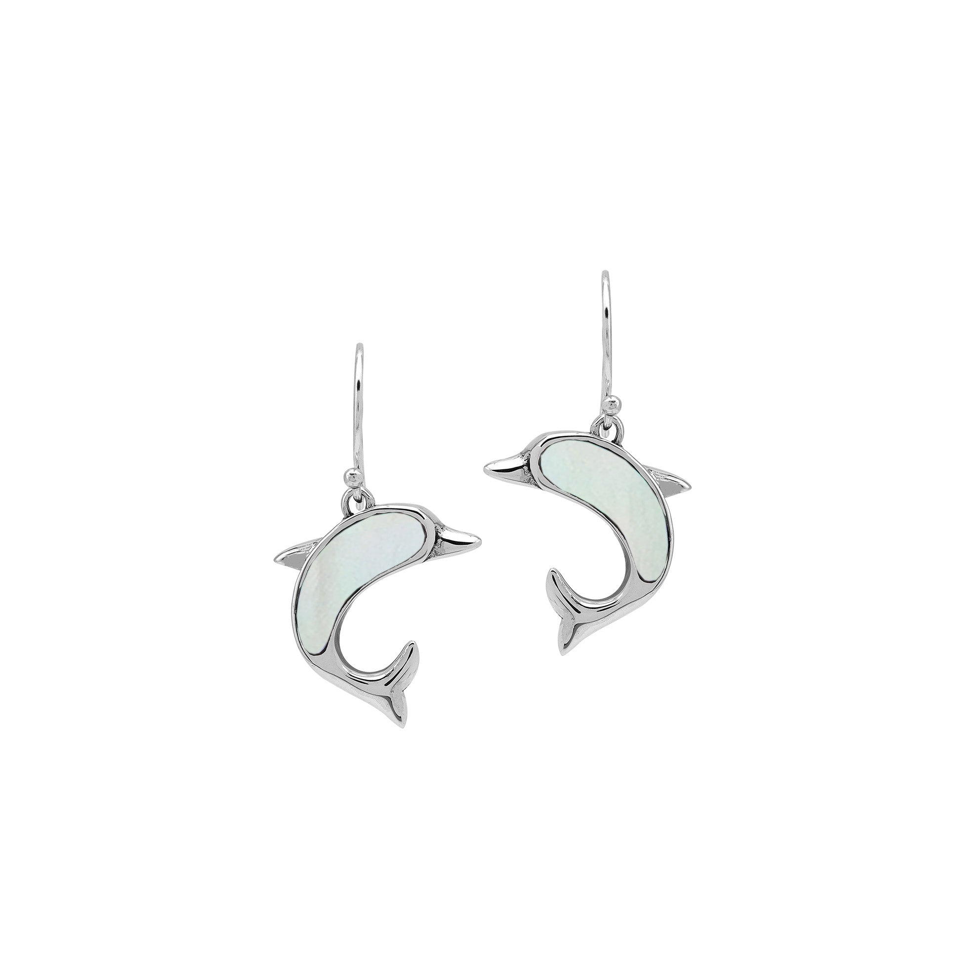 Wholesale Sterling Silver Dolphin Earrings With Mother Of Pearl Inlay