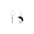 Wholesale Sterling Silver Dolphin Earrings With Black Shell Inlay