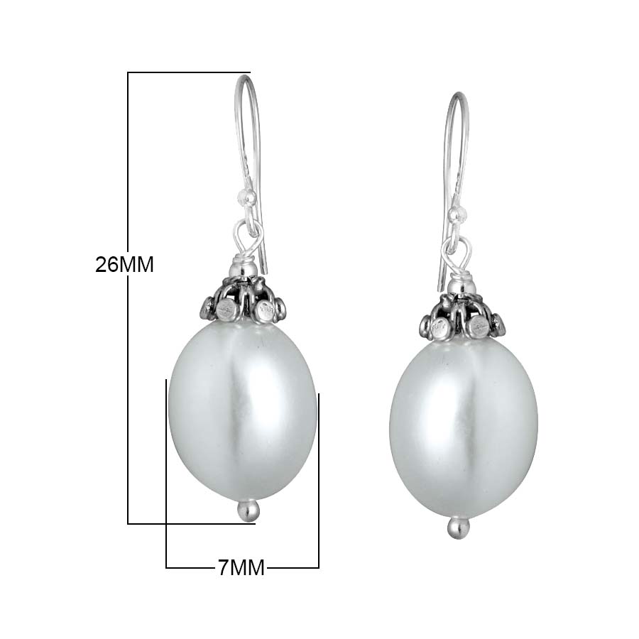 Wholesale Sterling Silver Oval Drop Earrings With Mabe Pearl Accents