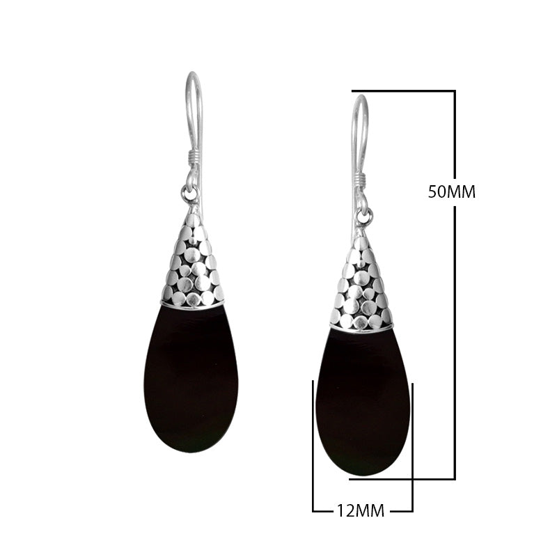 Wholesale Sterling Silver Teardrop Earrings With Black Shell And Cone Cap
