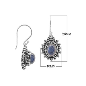 Wholesale sterling silver Bali granulated earrings featuring oval rainbow moonstone cabochons with polished–oxidized detailing, crafted to elevate artisan-inspired wholesale jewelry assortments with traditional handcrafted beauty.