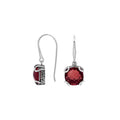 Sterling Silver Round Garnet Quartz Earrings With Sculpted Scroll Prongs Handcrafted In Bali