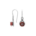 Wholesale Sterling Silver Garnet Quartz Round Infinity Earrings With Detailed Balinese-Style Metalwork.
