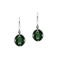 Sterling silver Green Quartz oval-cut drop earrings with handcrafted rope detailing