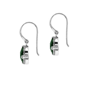 Sterling silver Green Quartz oval-cut drop earrings with handcrafted rope detailing