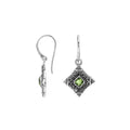 Sterling silver Peridot Quartz drop earrings with ornate Balinese filigree detailing