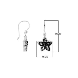 Silver Overlay Over Copper Oxidized Floral Motif Dangle Earrings